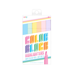 COLOR BLOCK HIGHLIGHTERS - SET OF 6