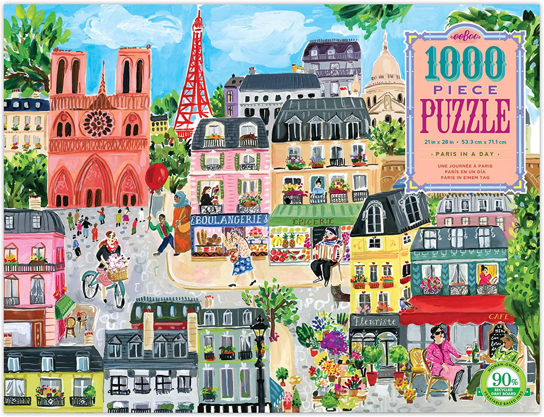 eeBoo 1000 Piece Paris in a Day Puzzle